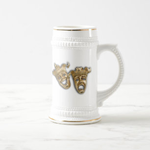 Caneca De Cerveja Máscaras douradas da tragédia da comédia da can