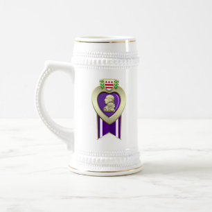 Caneca De Cerveja Medalha Cardíaca Púrpura Personalizável