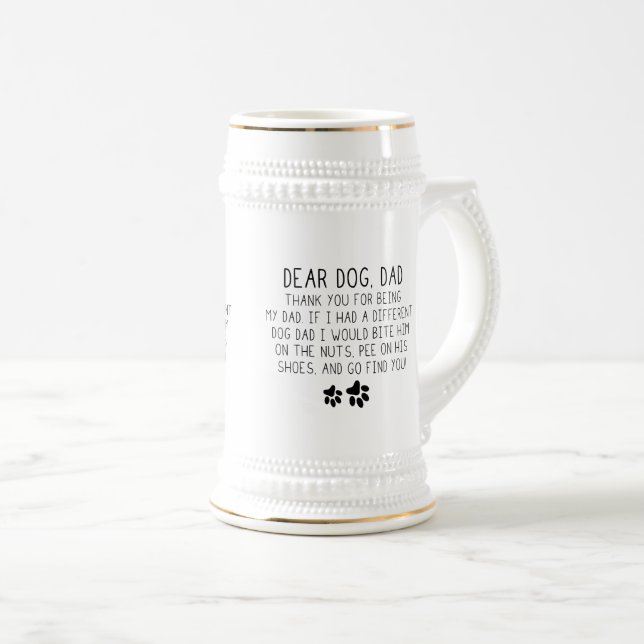 Caneca De Cerveja Melhor Cachorro Mãe design Caro pai de cão obrigad (Frente Esquerda)