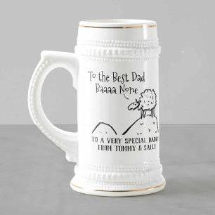 Caneca De Cerveja Melhor Pai Engraçado Ovelha dizendo um trocadilho