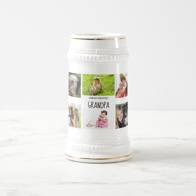 Caneca De Cerveja Melhor Vovô, 10 x Netos de Colagem de Fotografias (Centro)