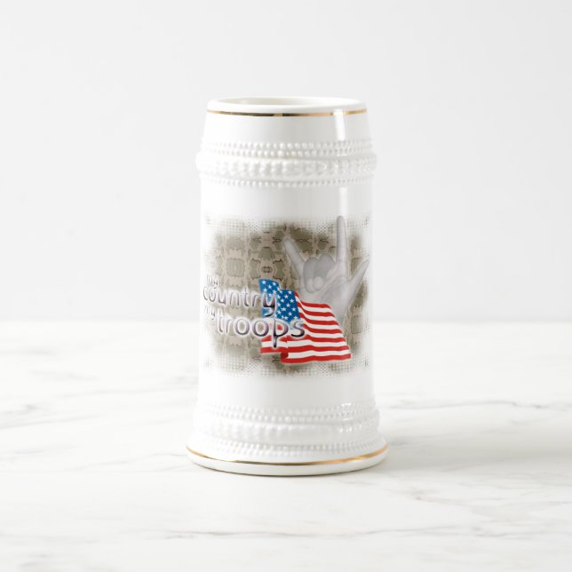 Caneca De Cerveja Meu país, minhas tropas, ILY (Centro)