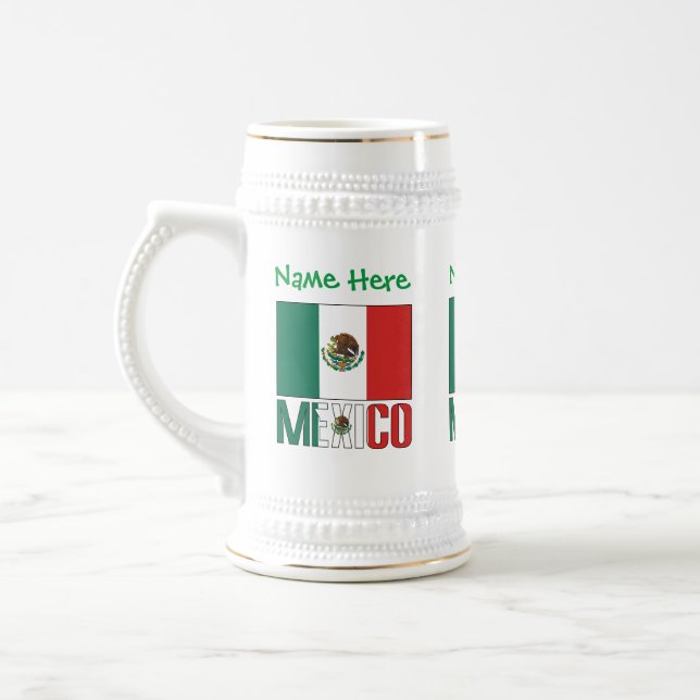 Caneca De Cerveja México: Personalização Verde da Bandeira do México (Esquerda)
