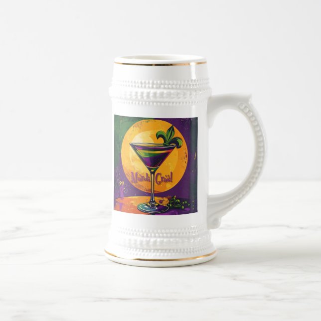 Caneca De Cerveja Mid Century Mardi Gras Sunset Fleur De Lis Martini (Direita)