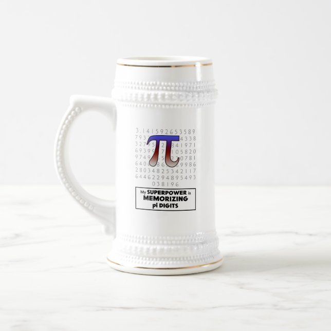 Caneca De Cerveja Minha Superpotência é Memorizar Dígitos Pi (Esquerda)