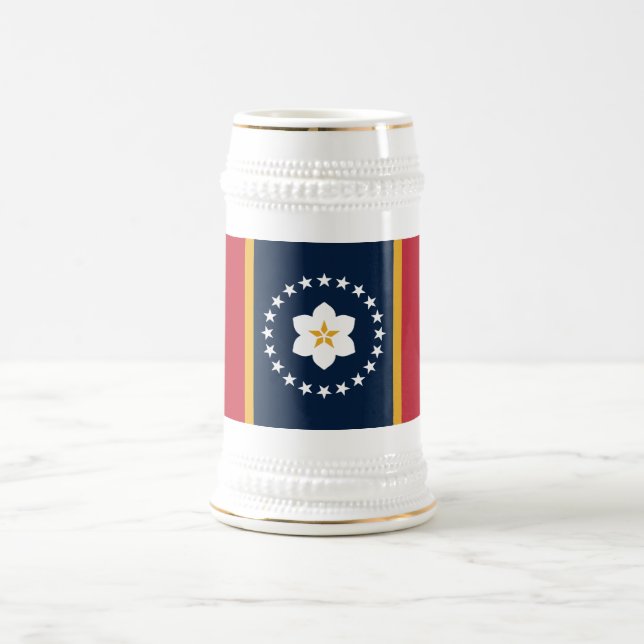 Caneca De Cerveja Mississipi: Bandeira do Estado dos EUA na Magnolia (Centro)