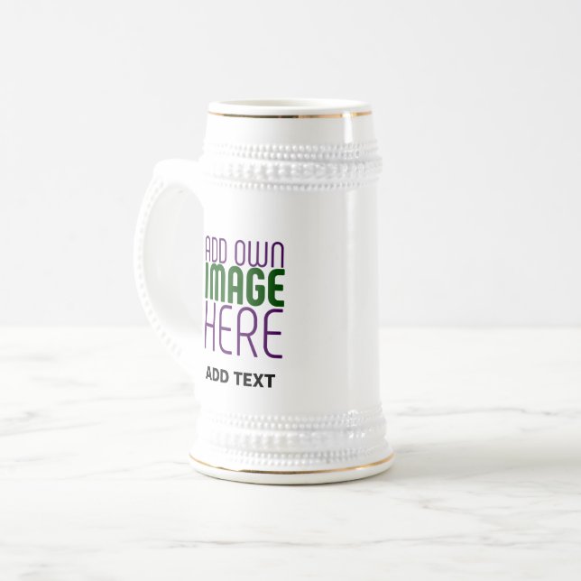 CANECA DE CERVEJA MODELO DE TEXTO DE IMAGEM BRANCA SIMPLES EDITÁVEL  (Frente Esquerda)