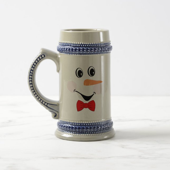Caneca De Cerveja Moderno Bonito Boneco de Neve Sorridente Azul Verm (Esquerda)