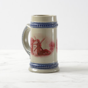 Caneca De Cerveja Moinho de vento vermelho de delft, cavalo vermelho