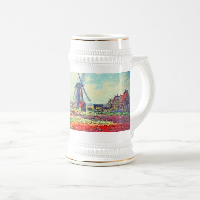 Caneca De Cerveja Monet Tulips Windmill (Frente Esquerda)