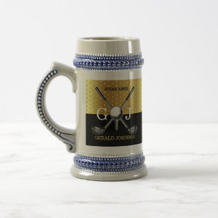 Caneca De Cerveja Monograma Design de Golfe Elegante minimalista per