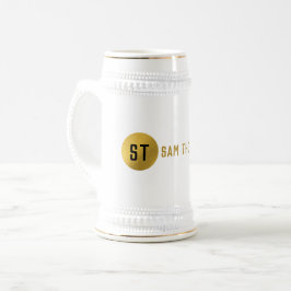 Caneca De Cerveja Monograma Dourado e negro elegante