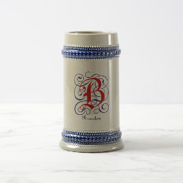 Caneca De Cerveja Monograma Gótico - Letra B Nome Personalizado