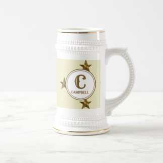 Caneca De Cerveja Monograma Inicial com Estrela Sobrenome Família Oc