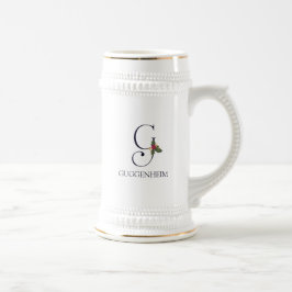 Caneca De Cerveja Monograma Inicial de Feriados Elegante G Personali