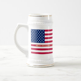 Caneca De Cerveja Monograma Personalizado Patriótico Americano Flag 