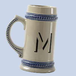 Caneca De Cerveja Monograma Simples Sombra inicial personalizada