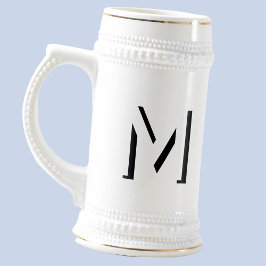 Caneca De Cerveja Monograma Simples Sombra inicial personalizada