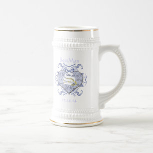 Caneca De Cerveja Monograma Wedding Vow Heart
