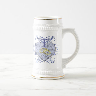 Caneca De Cerveja Monograma Wedding Vow Heart