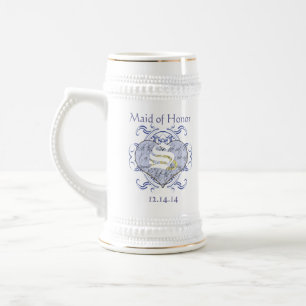 Caneca De Cerveja Monograma Wedding Vow Heart