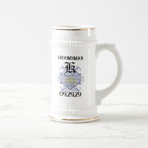 Caneca De Cerveja Monograma Wedding Vow Heart