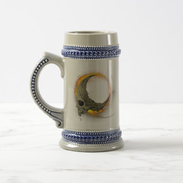 Caneca De Cerveja Morto da Lua Retroativa Queimando Caveira em Fogo (Esquerda)
