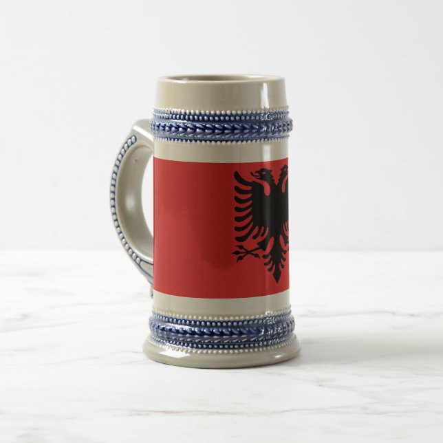 Caneca De Cerveja Mug com bandeira da Albânia (Frente Esquerda)