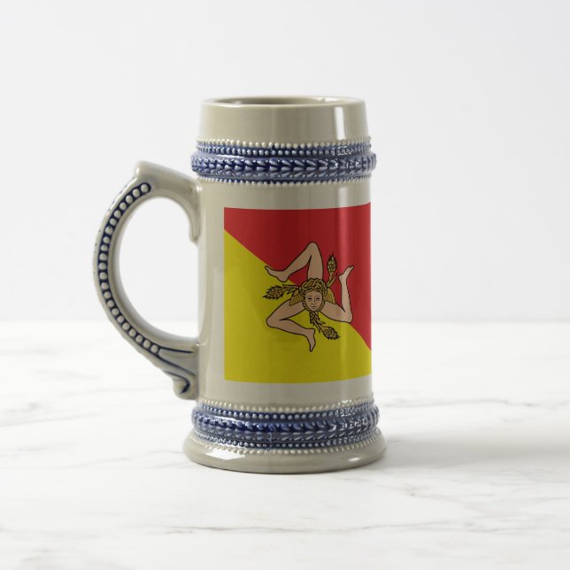 Caneca de cerveja Mug com Bandeira da Sicília, Itá (Esquerda)