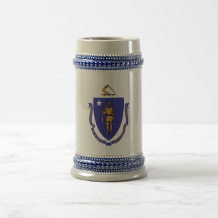 Caneca De Cerveja Mug com bandeira do Estado de Massachusetts - EUA