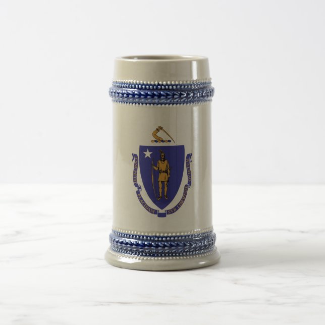 Caneca De Cerveja Mug com bandeira do Estado de Massachusetts - EUA (Centro)