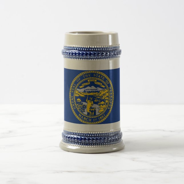 Caneca De Cerveja Mug com bandeira do Estado de Nebraska - EUA (Centro)