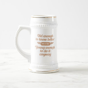 Caneca De Cerveja Mugs de monograma personalizados "Old & Young"