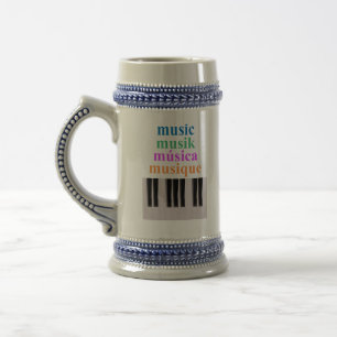 Caneca De Cerveja Música de Teclado de Piano em Múltiplos Idiomas