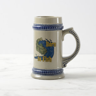 Caneca De Cerveja Nascer para pescar Camisa