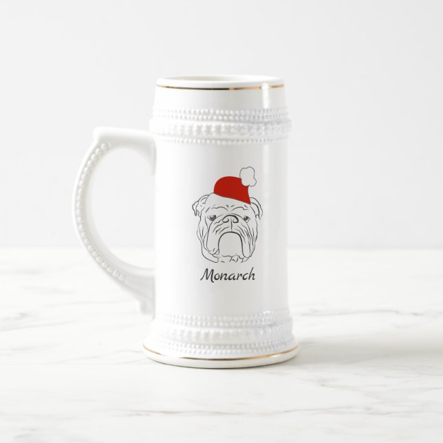 Caneca De Cerveja Natal com Bulldog Inglês (Esquerda)