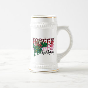 Caneca De Cerveja Natal do carregando de Dinossaur Papai Noel