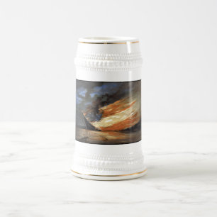 Caneca De Cerveja Navio-almirante da Guerra Civil Rebelde em chamas 