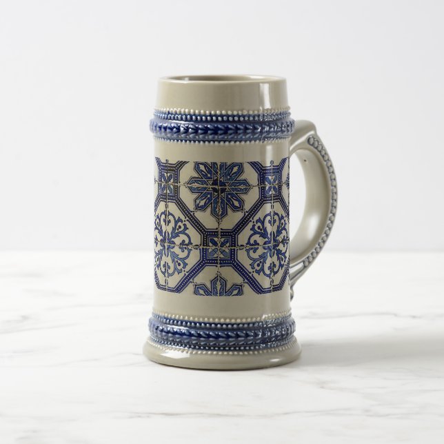 Caneca De Cerveja “Navy Blue Mosaic”  (Frente Esquerda)