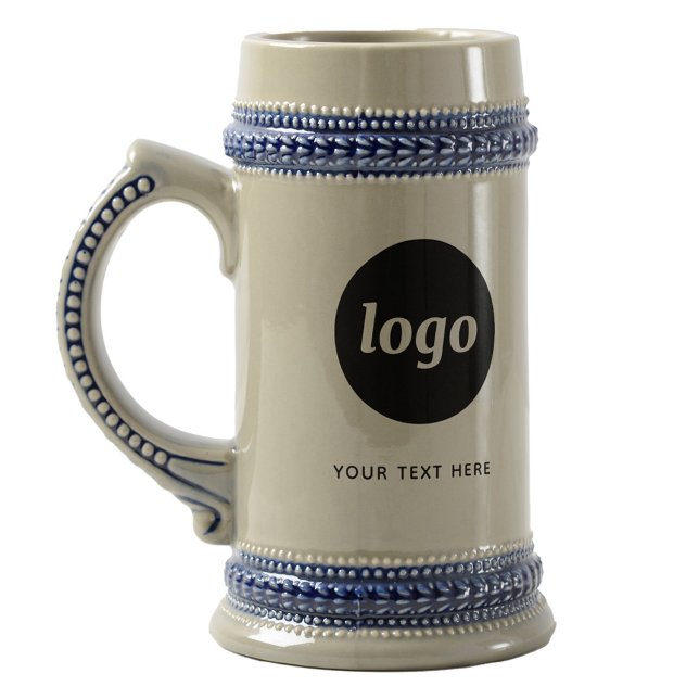 Caneca De Cerveja Negócios Simples de Logotipo e Texto (Logo with custom text business promotional beer stein)