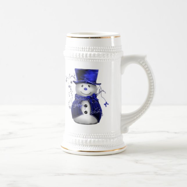 Caneca De Cerveja Neve de Natal Azul (Direita)