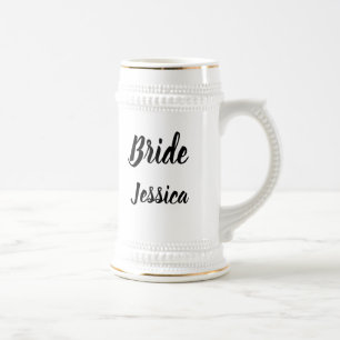 Caneca De Cerveja Noiva Black Elegant Script Gifts Na moda Casamento