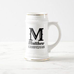 Caneca De Cerveja Nome Masculino Monograma Casamentos Clássicos Negr