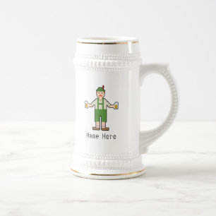 Caneca De Cerveja Nome Personalizado 8Bit Alemão