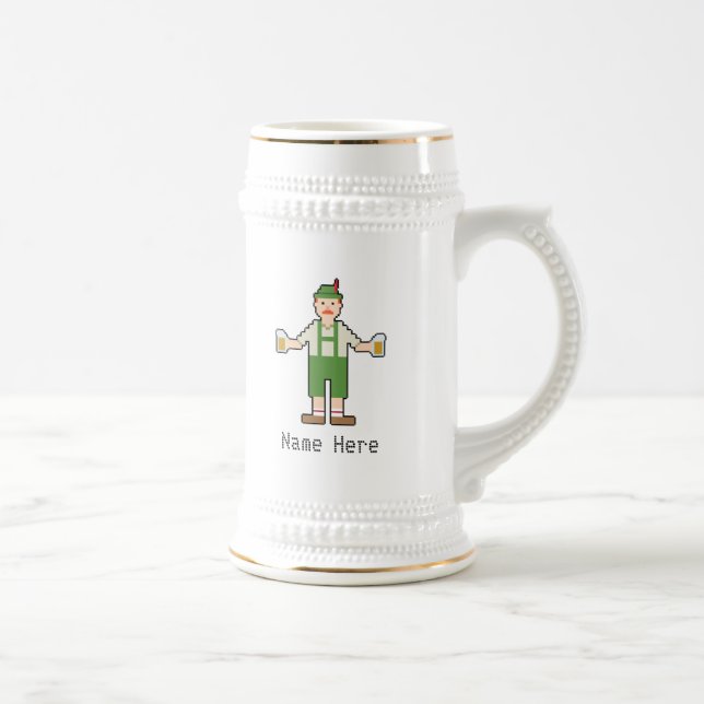 Caneca De Cerveja Nome Personalizado 8Bit Alemão (Direita)