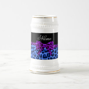 Caneca De Cerveja Nome personalizado arco roxo de impressão leopardo