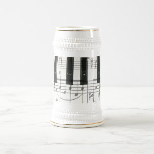 Caneca De Cerveja Notas do teclado e da música de piano