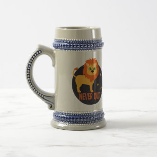 Caneca De Cerveja Nunca abandonou Kawaii, um leão engraçado e engraç