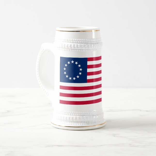 Caneca De Cerveja O Círculo de Estrelas, Bandeira Americana por Bets (Frente Esquerda)