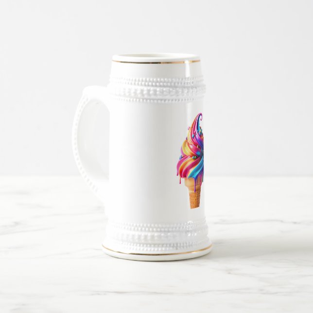 Caneca De Cerveja O clássico vibrante cone de sorvete da SlipperyJoe (Frente Esquerda)